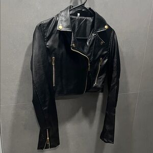 Women's Black Faux Leather Moto Jacket